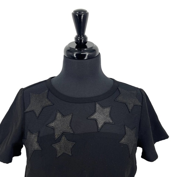 Design Lab Women's Black Star Mesh Short Sleeve Cropped Top Size XS NWOT - Picture 6 of 10